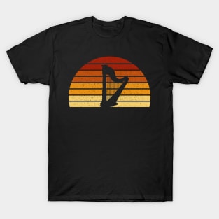 Vintage Sunset Harp Gift For Harpists T-Shirt